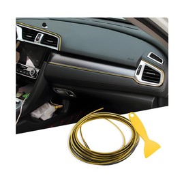 Osilly Car Interior Moulding Trim Strips, 16Ft/5M Universal Electroplating Decoration Filler Insert Strips, Styling Dashboard DIY Flexible Strip, Garnish Accessory with Installing Tool (Golden)