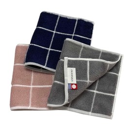 Imabari Towel, Half Handkerchief, Set of 3, Approx. 5.1 x 9.8 inches (13 x 25 cm), Graph Check, Made in Japan, Water Absorption (3 Colors)
