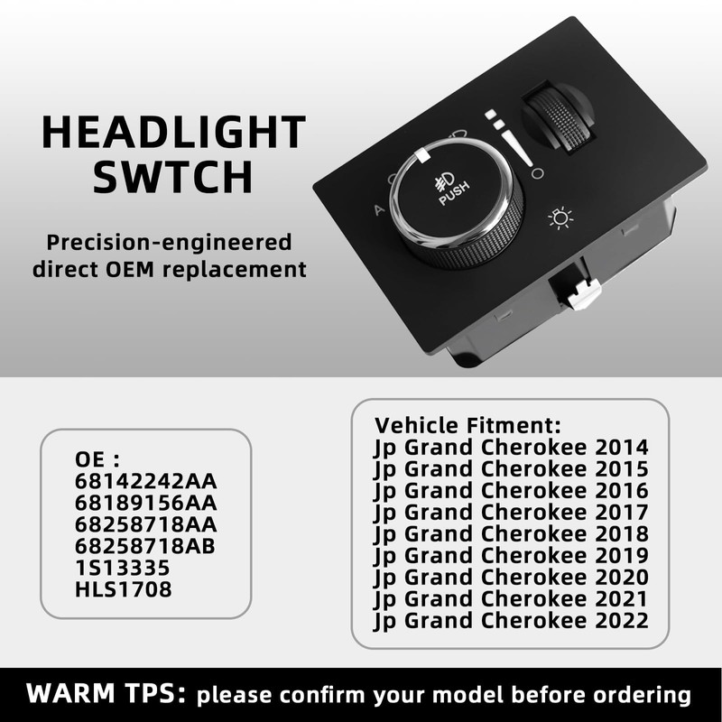 Headlight Fog Light Switch with Panel Dimmer Control – Compatible