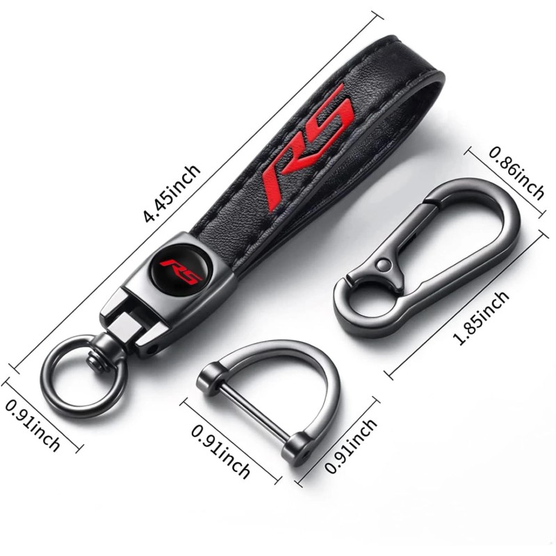 Genuine Leather Car Keychain for Chevy Camaro RS Key Ring