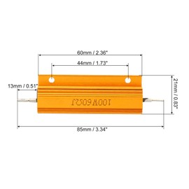 PATIKIL Pack of 2 100W 60 Ohm Aluminium Case Resistor Housing Wire Resistors Screw Tap Power Resistor Gold Tone