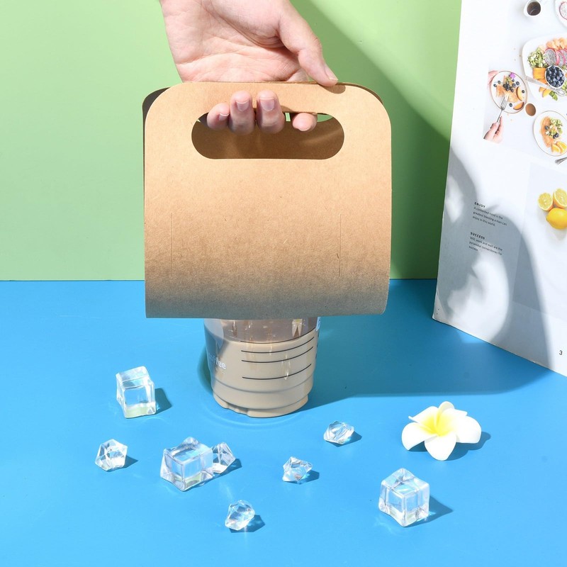 LiQunSweet 50 pcs Kraft Paper Cup Carrier Portable Disposable Holder
