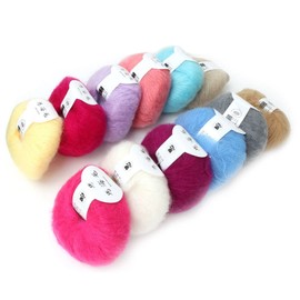 Tgoon Angora Wool Yarn, Soft Mohair Pashm Knit, Various Color Options for Scarves, Sweaters and More, Easy Care, DIY Accessories for Crafters (1 Set of Twelve Colors)