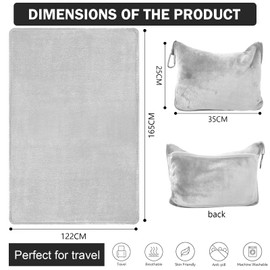 Bocguy Travel Blanket Aeroplane Travel Blanket Ultralight Warm Pillow Blanket 2 in 1, Travel Blanket with Sleeping Mask and Earplugs, Portable Travel Blanket for Camping, Business Trips (Light Grey)