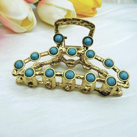1 Pack Western Hair Clips Turquoise Hair Claw Cowgirl Large Hair Clips Women Hair Accessories Blue Stone Gold