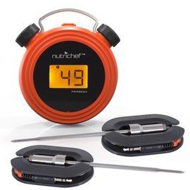 Smart Bluetooth BBQ Grill Thermometer - Digital Display, Stainless Dual Probes Safe to Leave in Outdoor Barbecue Meat Smoker - Wireless Remote Alert  