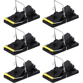 Qualirey 6 Pcs Mouse Traps Plastic Mice Trap House Indoor Rat Trap Quick Effective Safe Mouse Traps for Warehouse Garden Kitchen 3.86 x 1.81 x 2.17 Inch (Black,Yellow)