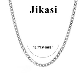 Jikasi Silver Chain for Men Stainless Steel Men's Necklaces Bracelet Chain Cool Diamond Cut Cuban Link Chain for Men Hip-Hop Jewelry 4mm/6mm 17/18/20/22/24/26 Inches