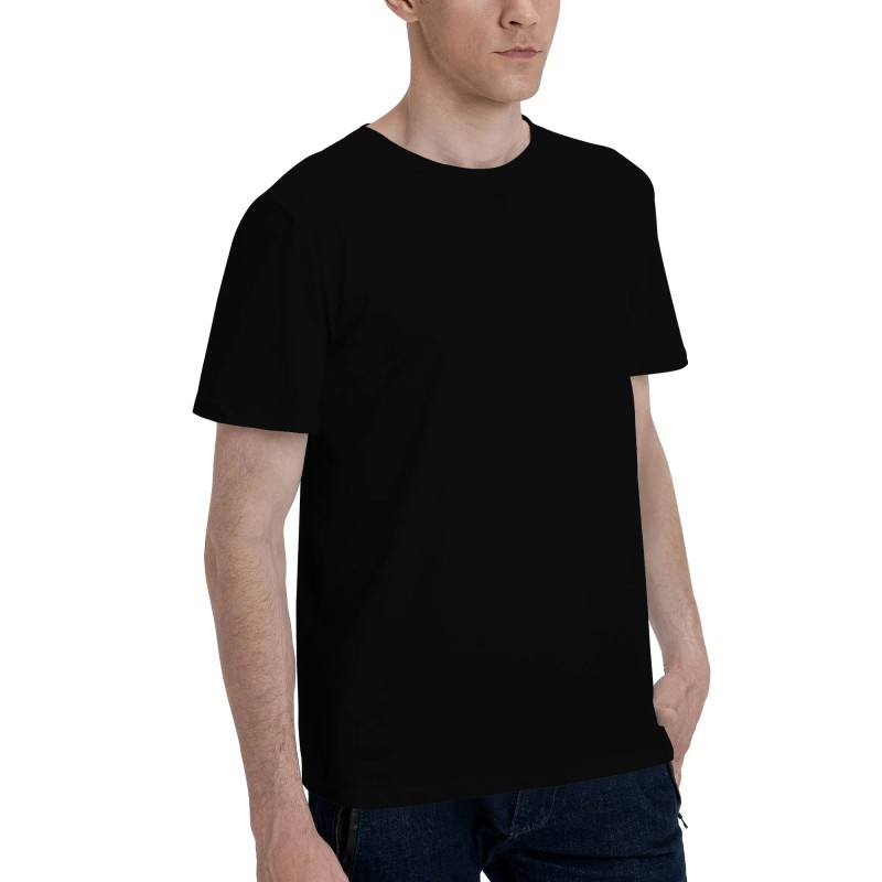 180g Men's Pure Cotton Crew Neck Short Sleeve T-ShirtColor: Black,