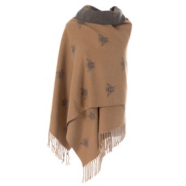 London Scarfs Winter Warmer Reversible Thick Long Bumble Bee Print Fashion Scarf Blanket Wrap (Gold/Grey)