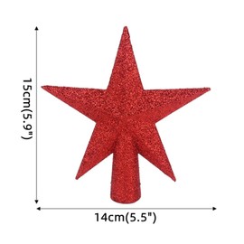 Dzrige 5.9" Glitter Christmas Tree Topper Star,Red Glittered Mini Star Tree Topper - Holiday Xmas Tree Home Shop Mall Decorations Ornaments