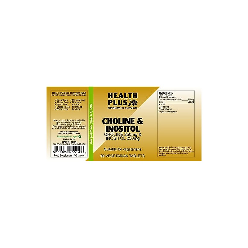 Health Plus Choline & Inositol Vitamin B Supplement - 90