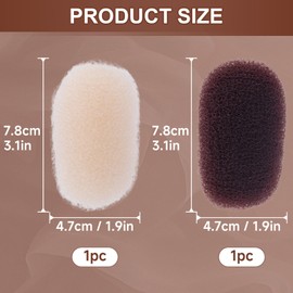 2pcs Puff Cushion Clips Hair Sponge Inserts, Fluffy Hair Bumps for Volume Insert, Puff Bump Up Hair Styling Tools Clips Pads for Women Bun- Coffee & Beige