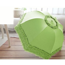 WANLIAN Folding umbrella Travel Umbrella Folding UV Resistance Princess Lace Parasol Umbrella Sun Umbrella For Women Girls sunshades with lace decoration (green)
