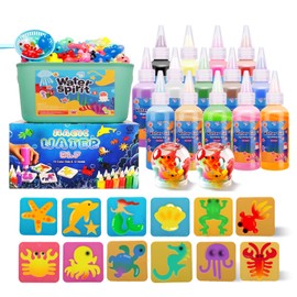 Magic Water Elf Toy Kit with Tablecloth - Aqua Fairy Water Gel Kit for Kids, 14 Magic Gels + 12 Molds, Create Squishy Water Pets, Christmas Birthday Gifts STEM Sensory DIY Crafts for Kids Boys Girls