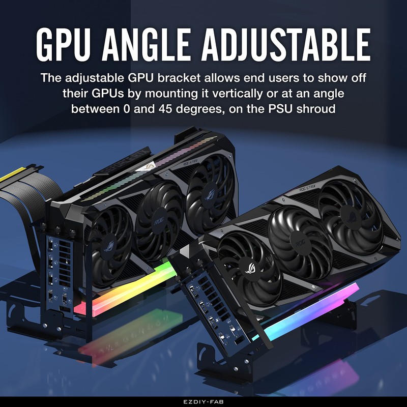 EZDIY-FAB PCIe 4.0 GPU Support Bracket, Vertical GPU Holder Multi-Angle