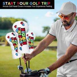 Golf Club Head Covers, Super Birdie Design Golf Driver Covers, Fairway Wood and Hybrid Head Covers with Interchangeable Tags, Premium PU Leather Golf Club Covers(Hybrid)