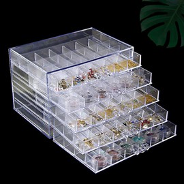 WANLECY Acrylic Nail Display Organizer Box, 5 Tier 120 Grids Clear Acrylic Nail Jewelry Storage Holder for Home Salon