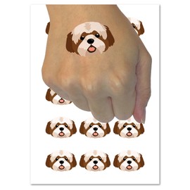 Shaggy Shih Tzu Dog Head Temporary Tattoo Water Resistant Fake Body Art Set Collection - 54 1" Tattoos (1 Sheet)