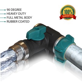 90 Degree Garden Hose Shut Off Valve 3/4 Inlet and Outlet Garden Hose Quick Connect Hose Connector Metal Water Hose Shut Off Valve With Rubber Coating