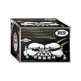 trux stainless rear hub cover kit nut covers semi truck universal chrome trux thub-c3