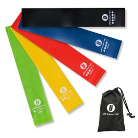 uFit Rubber Tube, Training Tube, Fitness, Rubber Tube, Resistance Band, Exercise Band, Rubber Band, Muscle Training, Yoga, Home, Natural Rubber, Set of 5 Different Strength, Storage Bag Included, uFit Rubber Tube