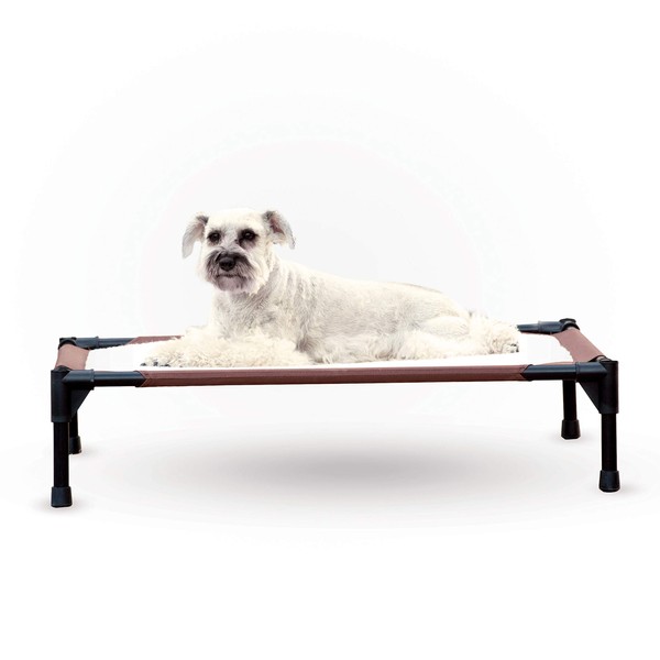 K&H Pet Products Self-Warming Pet Cot Elevated Pet Bed Large Chocolate/Fleece 30" x 42" x 7"