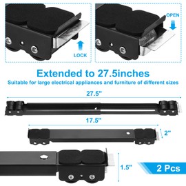 PATIKIL Appliance Rollers, Extendable Appliance Sliders with Wheels, Easily Move Washers, Dryers, Stove, Refrigerators, Mini Fridge, Kitchen Appliances and Furniture, Black