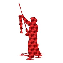 Fly Fisherman Fishing - Vinyl Decal Sticker - 7.75" x 17" - Red Engine Turn