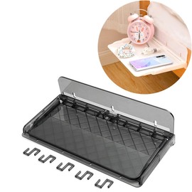 Engjajo Plastics Bedside Storage Rack Nightstand College Dorm,Bunk Bed Shelf Hanging Bracket Foldable Adhesive Organizer (Black)