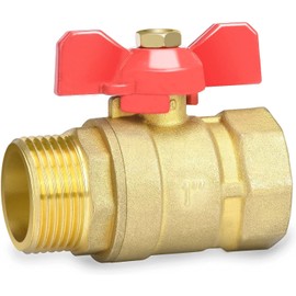 drado Ball Valve Brass 1 Inch with Wing Handle Red Ball Valve 1 Inch IG/AG DN25 PN16 for Water Pipes/Tap