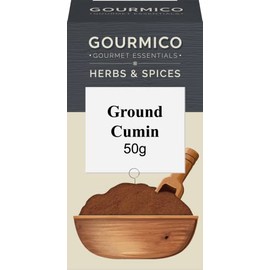 GOURMICO Ground Cumin, Ideal to Spice Up Curries, Chutney's & Stews or Partnered with Meat and Fish Marinades. Suitable for Vegetarians and Vegans, 50g Pack, Dark Grey/White