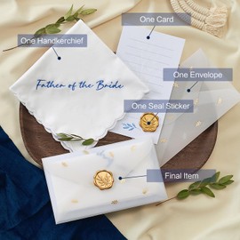 TRULIVA Mother of the Bride Gifts, Father of the Bride Gifts, Wedding Gifts, Wedding Handkerchief for Bride, Something Blue, Father of the Bride, 30 x 30 cm/ 11.8 x 11.8 inches