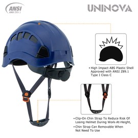 UNINOVA Safety Hard Hat - ANSI Z89.1 Approved Helmet Adjustable - 6-Point Ratchet Suspension & OSHA Hardhats Vented,Class C Safety Helmet Construction Work (A5 Blue)