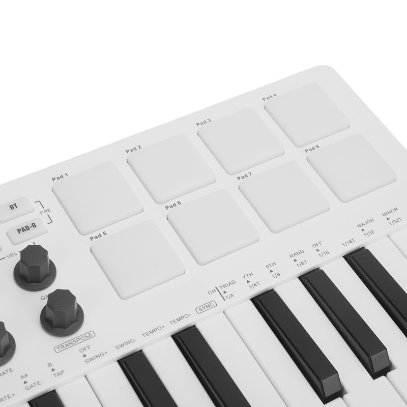 25 Key Force Sensitive MIDI Keyboard Controller, Portable and Wireles