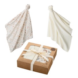 Bundle Bliss Baby Blanket & Muslin Cloth Set Made of 100% Organic Cotton - Chemical-Free, Soft & Breathable - Gentle Cuddly Blanket & All-Purpose Muslin for Newborns & Babies