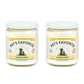 Pet's Favorite - Tested & Proven - Odor Eliminating Candle, Pet-Friendly Scented Candle, in 4 Great Fragrances – 70-Hour Burn Time, Cotton Wick (Lemon, Pack of 2)