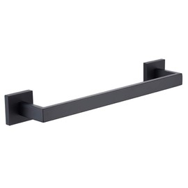 TASTOS 16 Inch Black Single Towel Bar Rack, SUS 304 Stainless Steel Bathroom Towel Bar Heavy Duty Towel Holder Kitchen Towel Rod, Wall Mount with Screws Towel Bar Rod Matte Black Finish