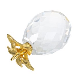 iplusmile Crystal Pineapple Ornament Decorative Artificial Fruit Figurine with Gold Metal Leaves Modern Minimalist Home Desktop Sculpture for Living Room Bedroom Table Decor