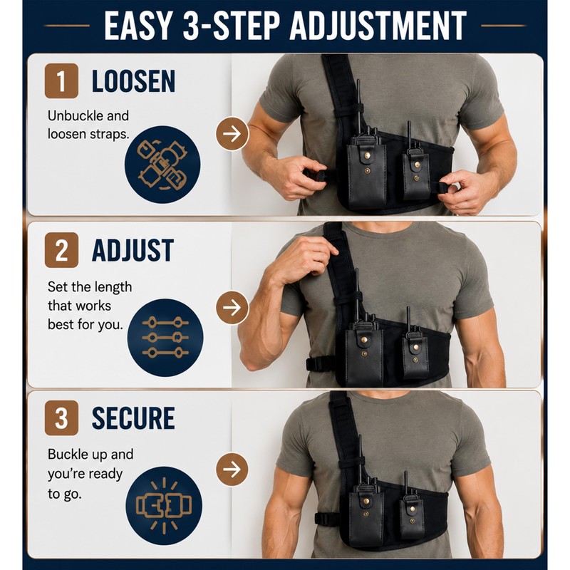 Radio Chest Harness, Canvas and Leather Radio Holster