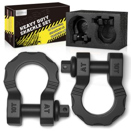 AUTOBOTS Mega D Ring Shackles 80,000 Lbs Capacity，Heavy Duty 3/4” Shackle with 7/8 Pin for Tow Strap, Winch, Off-Road Vehicle Recovery Tow Shackles (2 Pack) Black