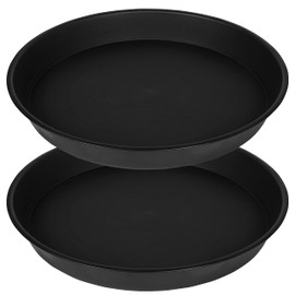 Bleuhome 2 Pack Bird Bath Bowl 16", 2.3" Depth, 16 17 inch Plastic Extra Large Birdbath Bowl Only for Outdoor Garden, Ground Bird Bath, Bird Bath Tray, Bird Feeders (17", Black)