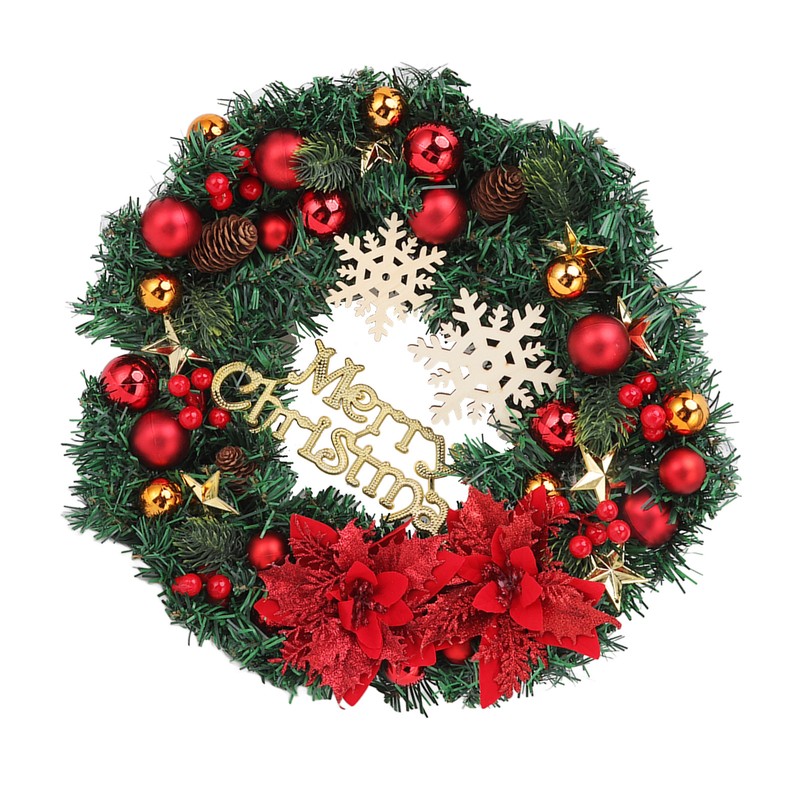 Christmas Wreath Snow Pine Cone Xmas Ball Wreath for Indoor