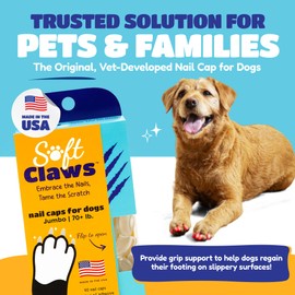 Soft Claws Nail Caps for Dogs with Non-Slip Design - 40 Dog Nail Covers for Long-Lasting Protection of Floors and Furniture - Natural, Jumbo