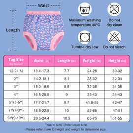 BIG ELEPHANT 6-Pack Potty Training Pants – 100% Cotton Absorbent Toddler Underwear for Boys and Girls, 4T