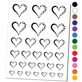 Stars Forming Heart Temporary Tattoo Water Resistant Fake Body Art Set Collection - Black (One Sheet)