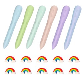 QMLING Pack of 16 Children's Erasers, Large Triangle Eraser Grip, Soft 2B Eraser and 10 Mini Rainbow Erasers, Triangle Erasers for Schools Office Painting Sketches