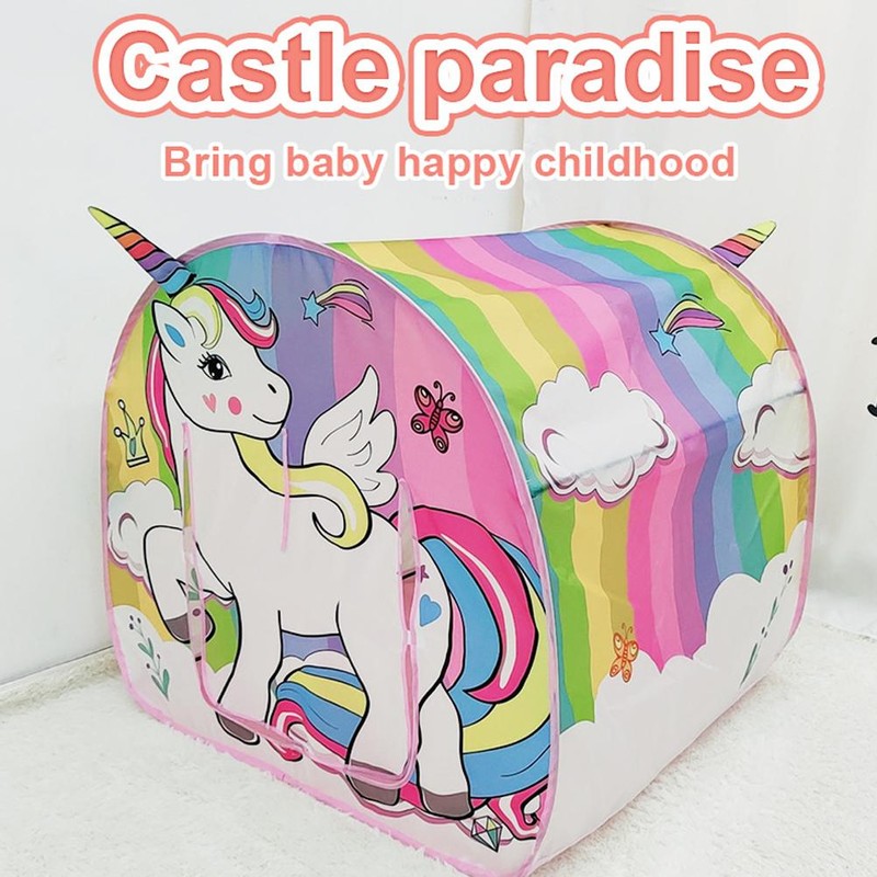 Kids Play Tent Automatically Open Foldable Into Carrying Bag Cartoon