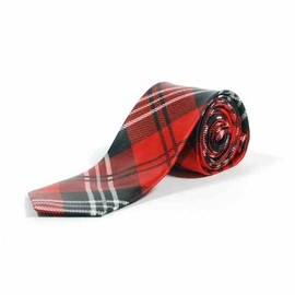 Red Tartan Skinny Tie Scottish School Girl Fancy Dress (OneStopClothingCo)