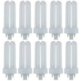 Sunlite PLT26/E/SP Compact Fluorescent Plug-in PLT 4-Pin Triple Tube, 26 Watts, 4-Pin GX24q3 Base, 1800 Lumens, 3500K Neutral White, 10 Pack